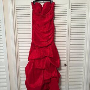 Red Strapless Long Formal Gown